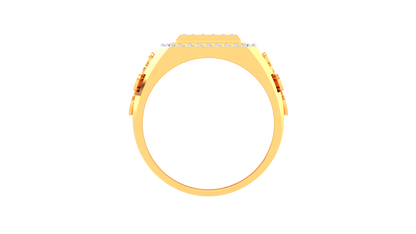 Trilune Carré Orbitale – 0.54 Ct Round Diamond Gold Ring