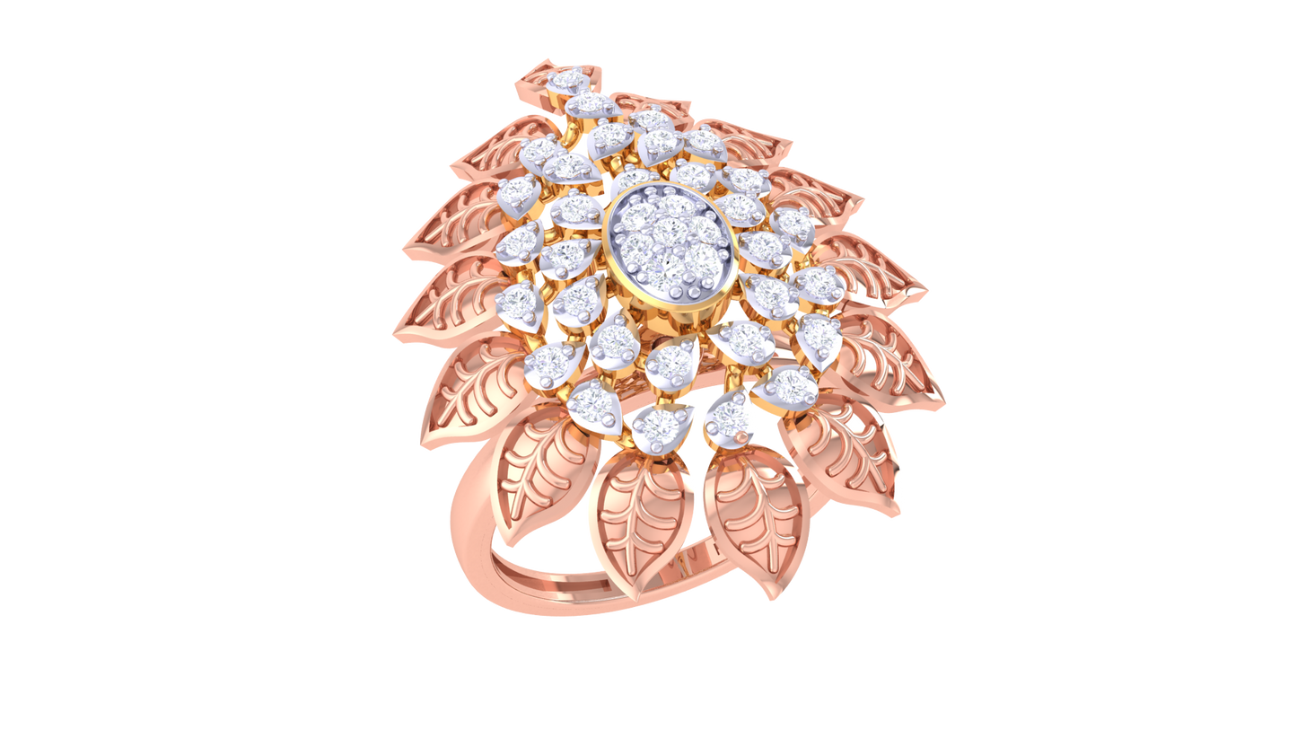 Iconique Ornate Bloom RingIn Rose Gold – 0.32 Ct Diamond Elegance
