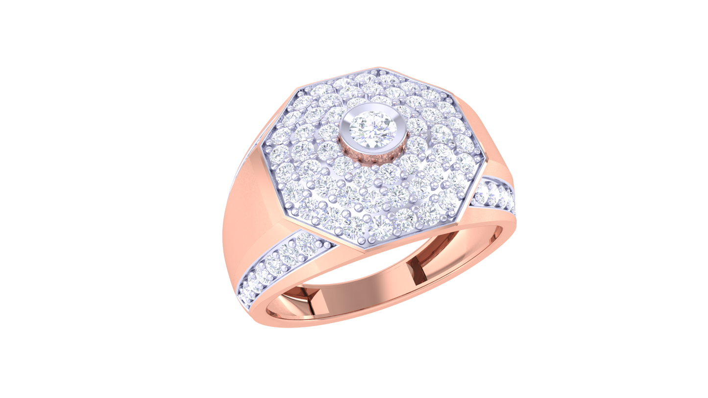 Éclat Croissant Céleste – 1.17 Ct Round Diamond Gold Ring