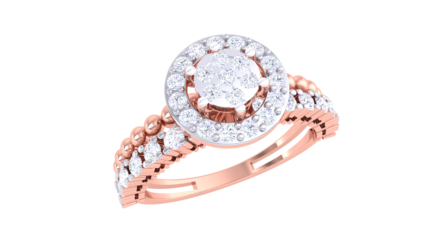Lumière Circulaire Halo Gold Ring – 0.4 Ct Round Diamonds