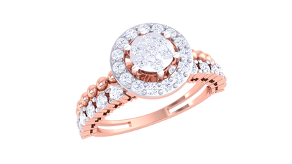 Lumière Circulaire Halo Gold Ring – 0.4 Ct Round Diamonds