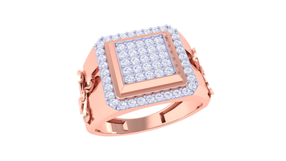 Trilune Carré Orbitale – 0.54 Ct Round Diamond Gold Ring