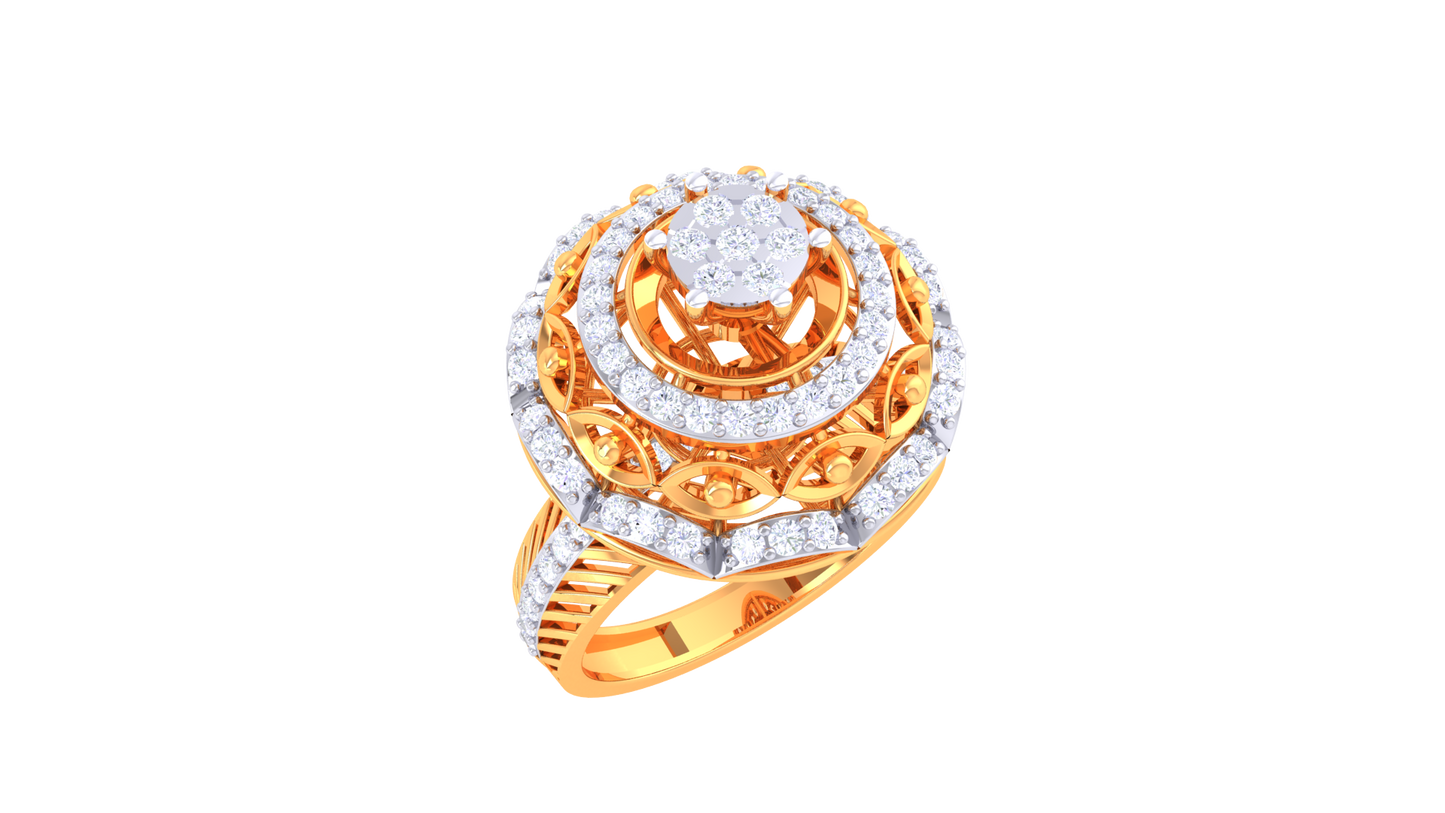 Lumière Couronne Spirale – 0.66 Ct Brilliant Round Diamond Gold Ring