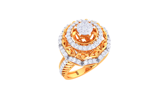 Lumière Couronne Spirale – 0.66 Ct Brilliant Round Diamond Gold Ring