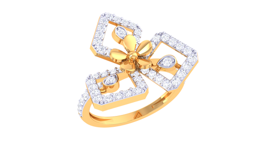 Lumiere Floral Radiance Ring In Sculpted Gold - 0.55 Ct Diamond