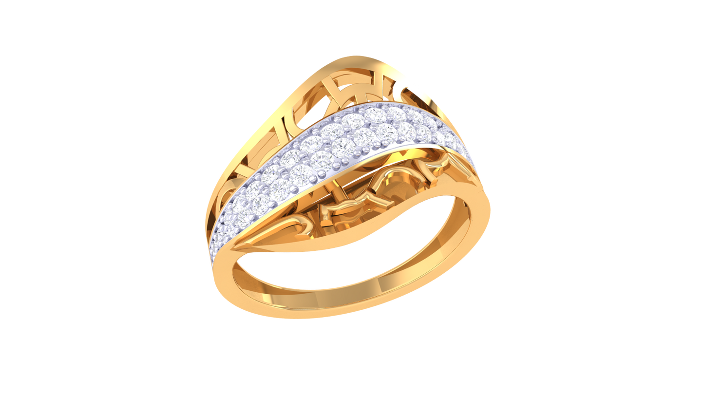 Lumiere Radiant Weave Gold Ring – 0.32 Ct Round Diamond