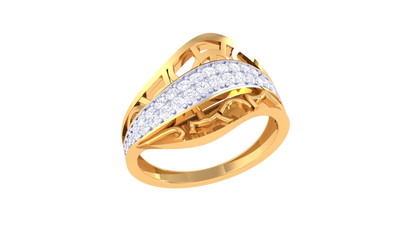 Lumiere Radiant Weave Gold Ring – 0.32 Ct Round Diamond