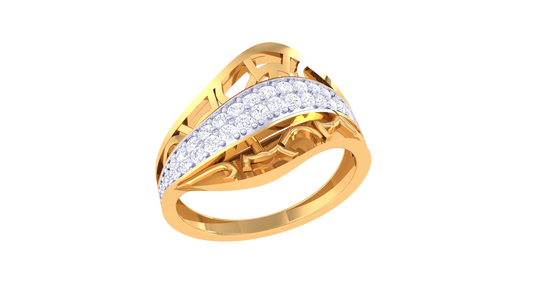 Lumiere Radiant Weave Gold Ring – 0.32 Ct Round Diamond