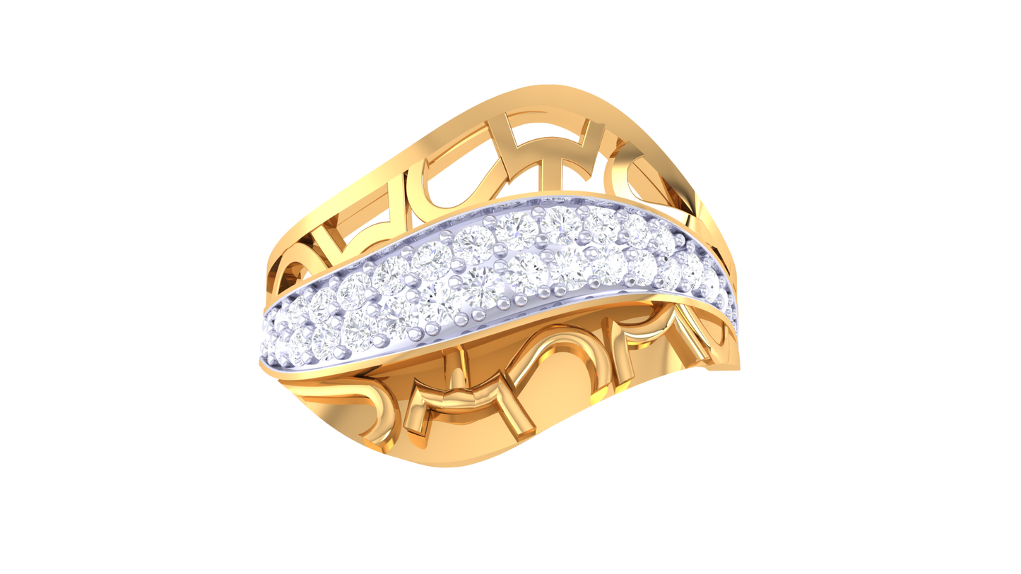 Lumiere Radiant Weave Gold Ring – 0.32 Ct Round Diamond