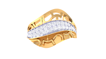 Lumiere Radiant Weave Gold Ring – 0.32 Ct Round Diamond