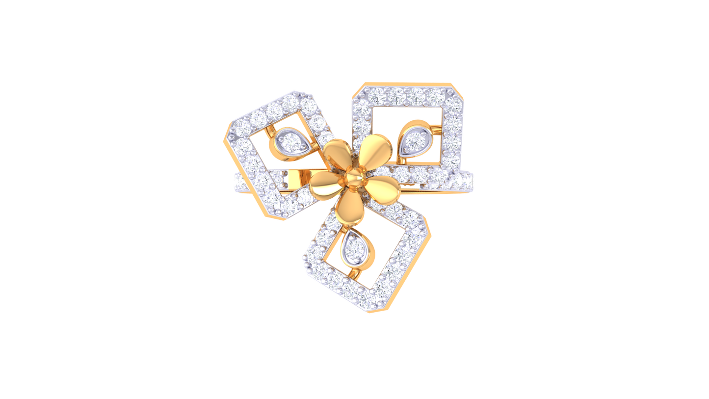 Lumiere Floral Radiance Ring In Sculpted Gold - 0.55 Ct Diamond