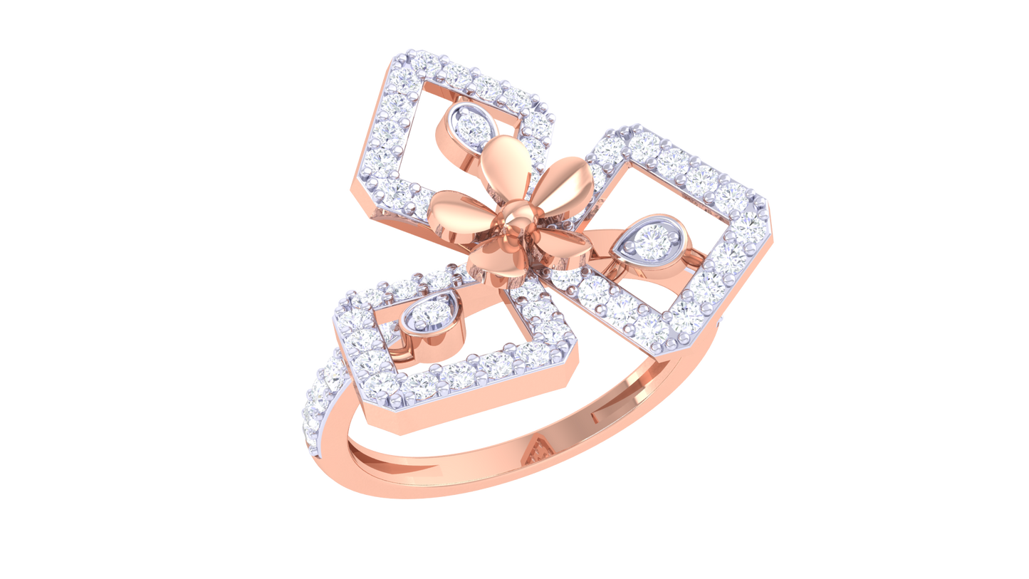 Lumiere Floral Radiance Ring In Sculpted Gold - 0.55 Ct Diamond