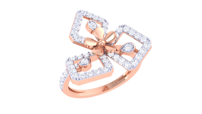 Lumiere Floral Radiance Ring In Sculpted Gold - 0.55 Ct Diamond