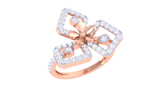 Lumiere Floral Radiance Ring In Sculpted Gold - 0.55 Ct Diamond