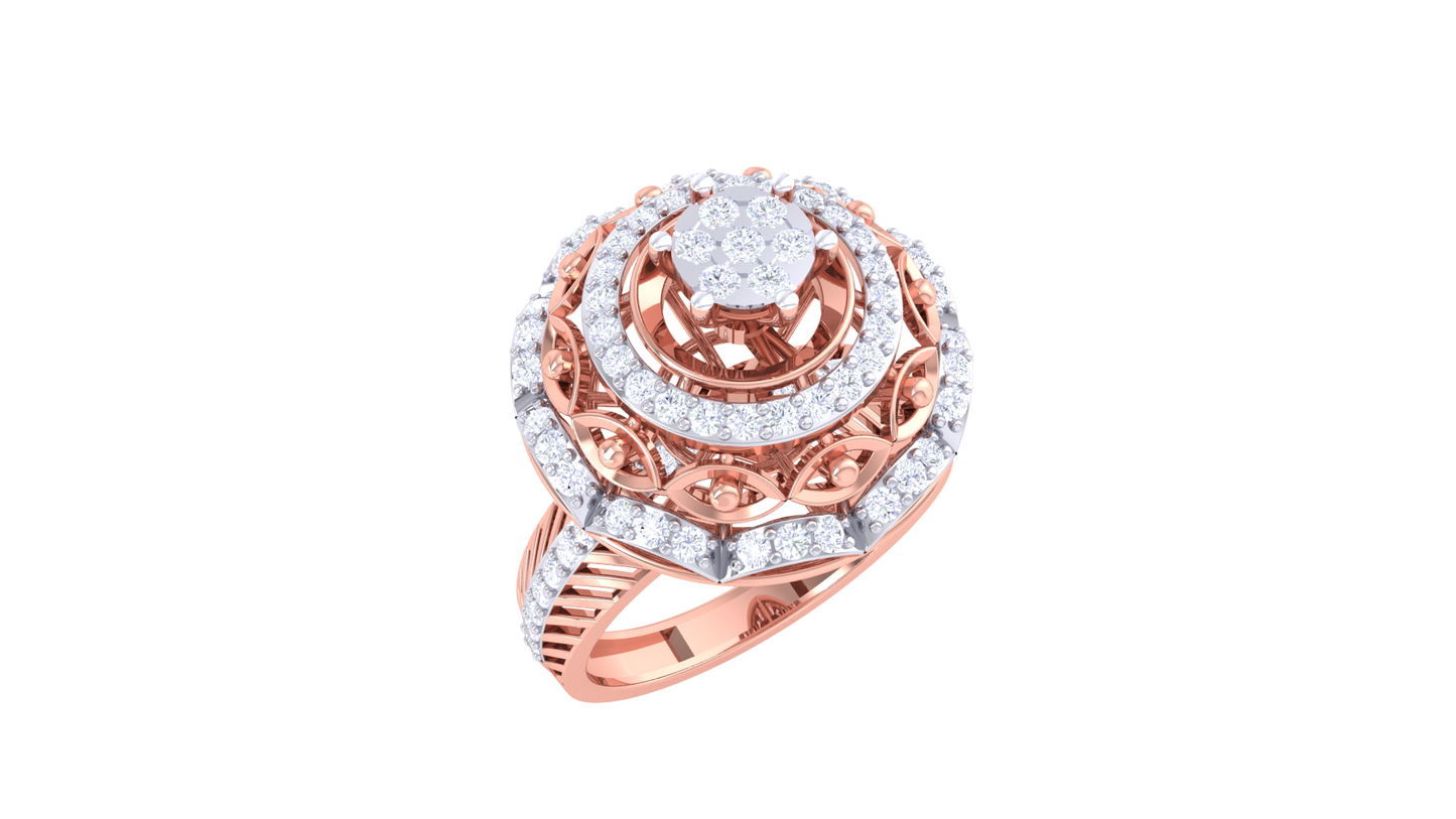 Lumière Couronne Spirale – 0.66 Ct Brilliant Round Diamond Gold Ring