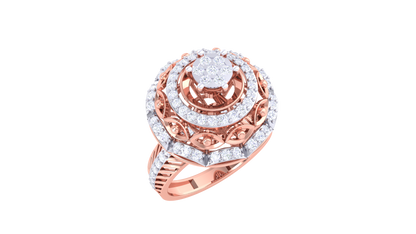 Lumière Couronne Spirale – 0.66 Ct Brilliant Round Diamond Gold Ring