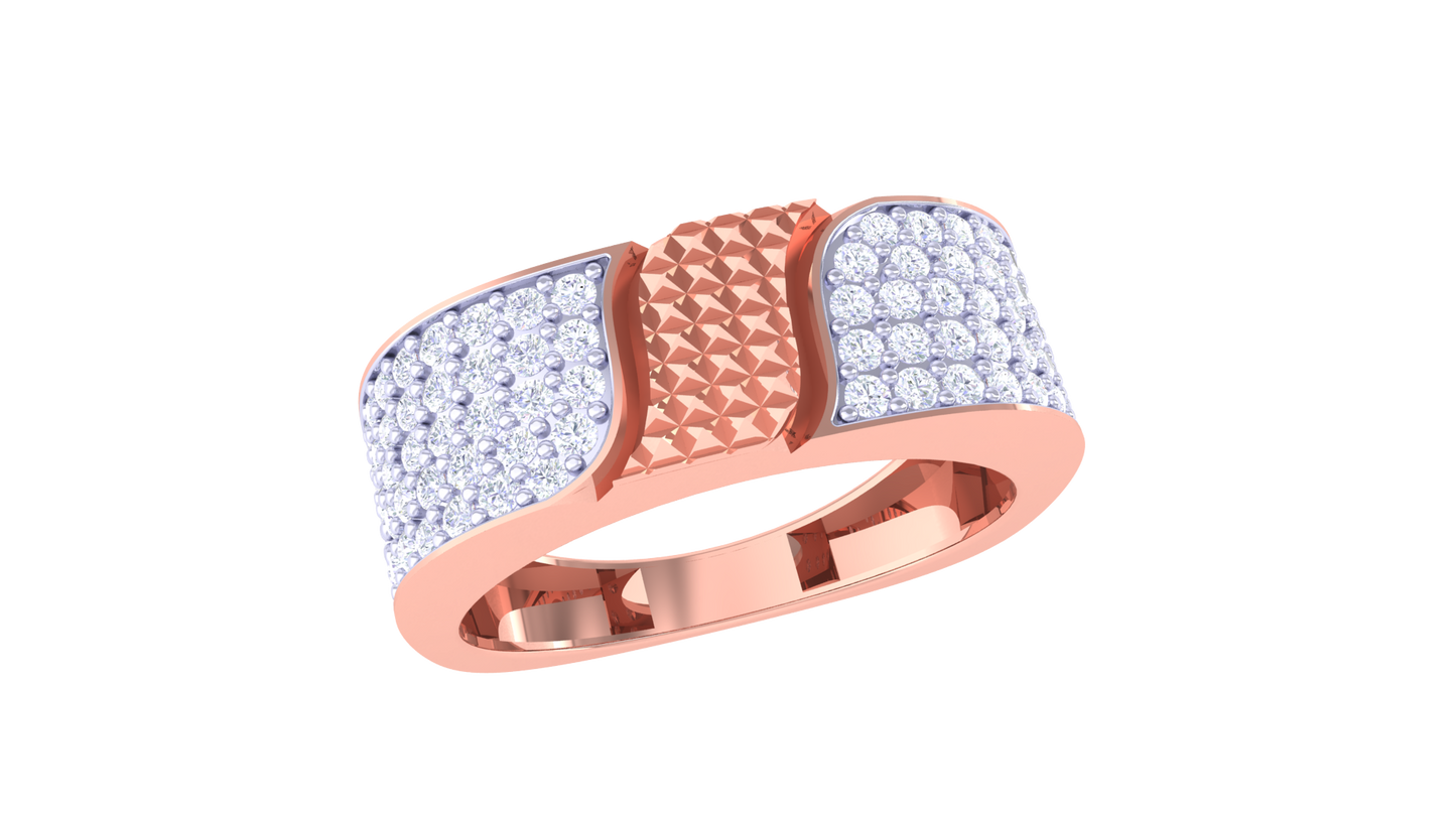 Éclat Mosaïque Signature Gold Ring – 0.9 Ct Round Diamond Pavé Band