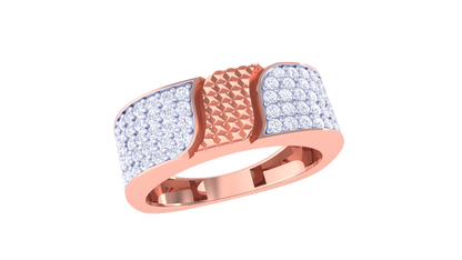 Éclat Mosaïque Signature Gold Ring – 0.9 Ct Round Diamond Pavé Band