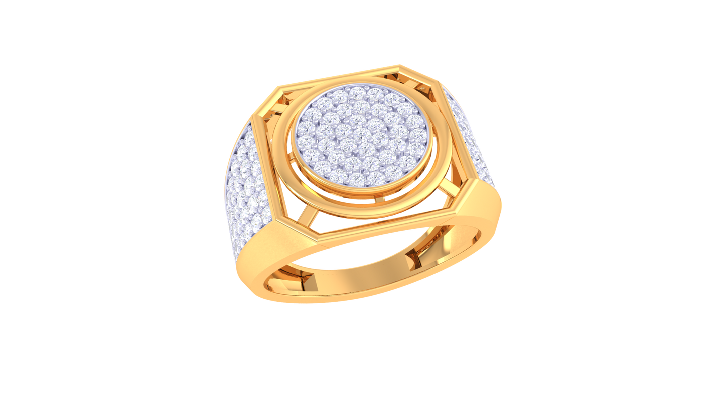 Éclat Géométrie Audacieuse – 1.06 Ct Round Diamond Gold Ring