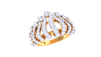 Lumiere Waves of Light Ring - 0.96 Ct Diamonds In Sculpted Gold