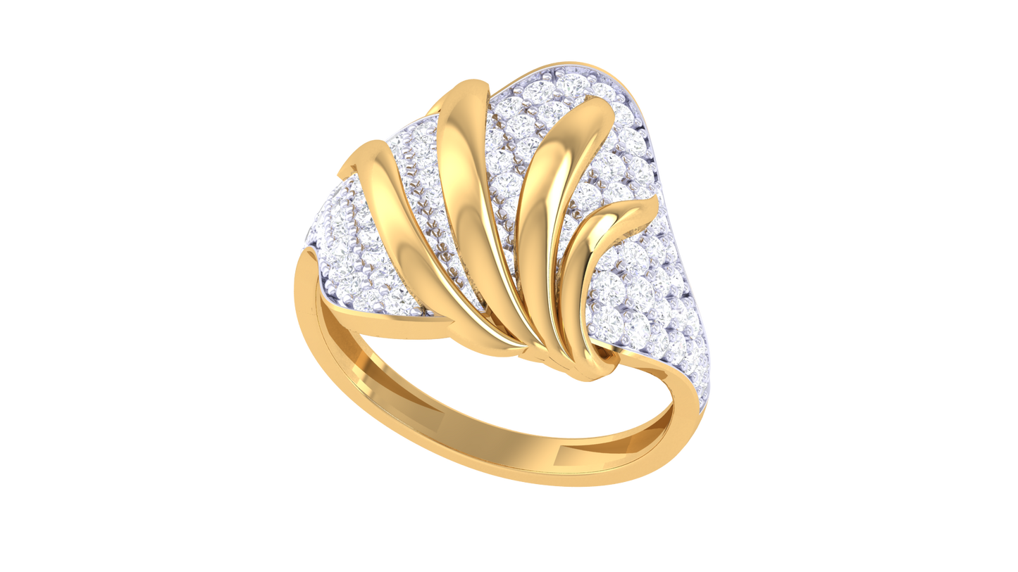 Eclat Radiant Flame Ring in Gold – 0.31 Ct Dazzling Round Cut Diamonds