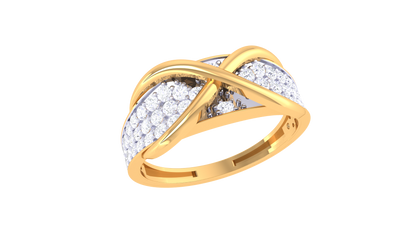 Lumiere Crisscross Band Rose Gold Ring With 0.56 Ct Brilliant Cut Diamonds – Interwoven Brilliance and Sculptural Grace