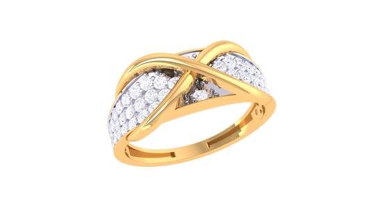 Lumiere Crisscross Band Rose Gold Ring With 0.56 Ct Brilliant Cut Diamonds – Interwoven Brilliance and Sculptural Grace