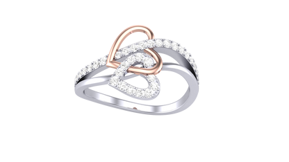 Lumiere Duo Heart Promise Ring - 0.24 Ct Round Brillient Cut Diamonds