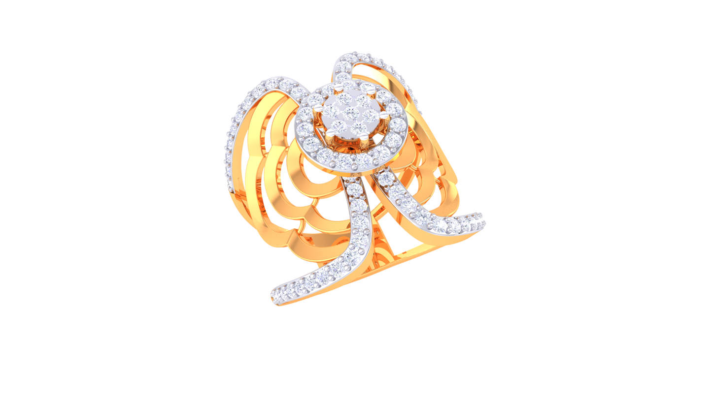 Éclat Papillon Radiance – 0.75Ct Dazzling Round  Diamond Gold Ring