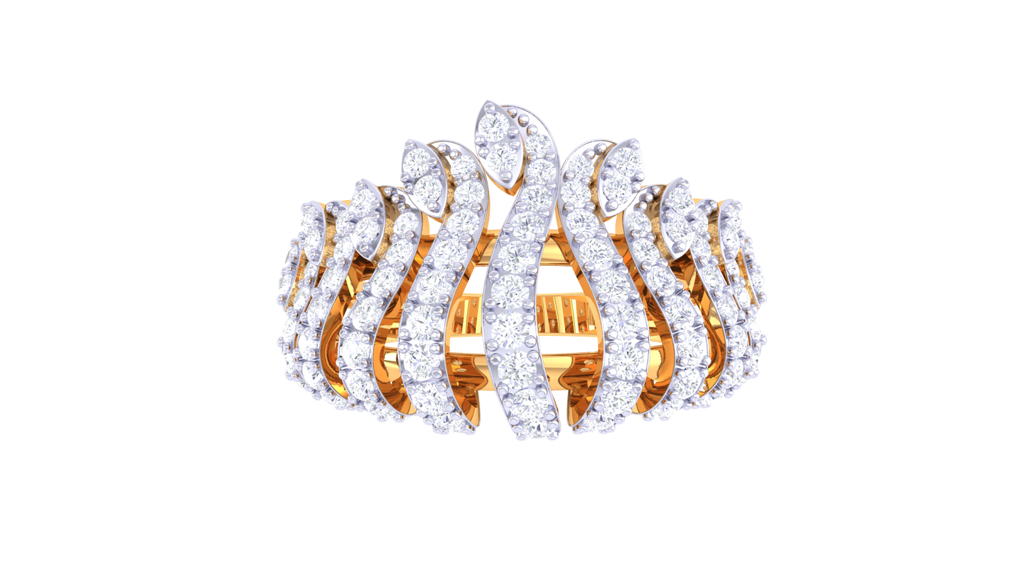 Lumiere Waves of Light Ring - 0.96 Ct Diamonds In Sculpted Gold