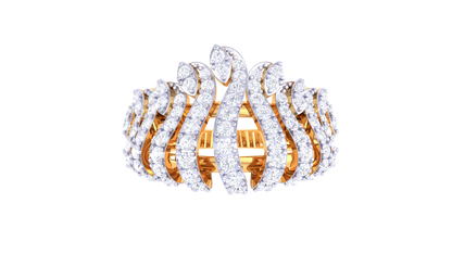 Lumiere Waves of Light Ring - 0.96 Ct Diamonds In Sculpted Gold