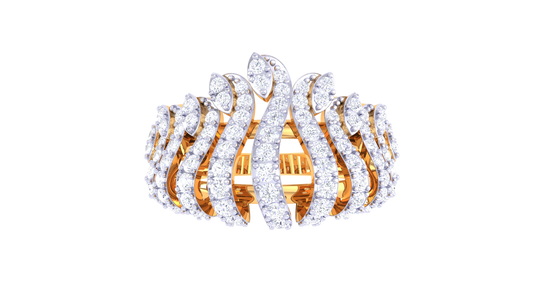Lumiere Waves of Light Ring - 0.96 Ct Diamonds In Sculpted Gold