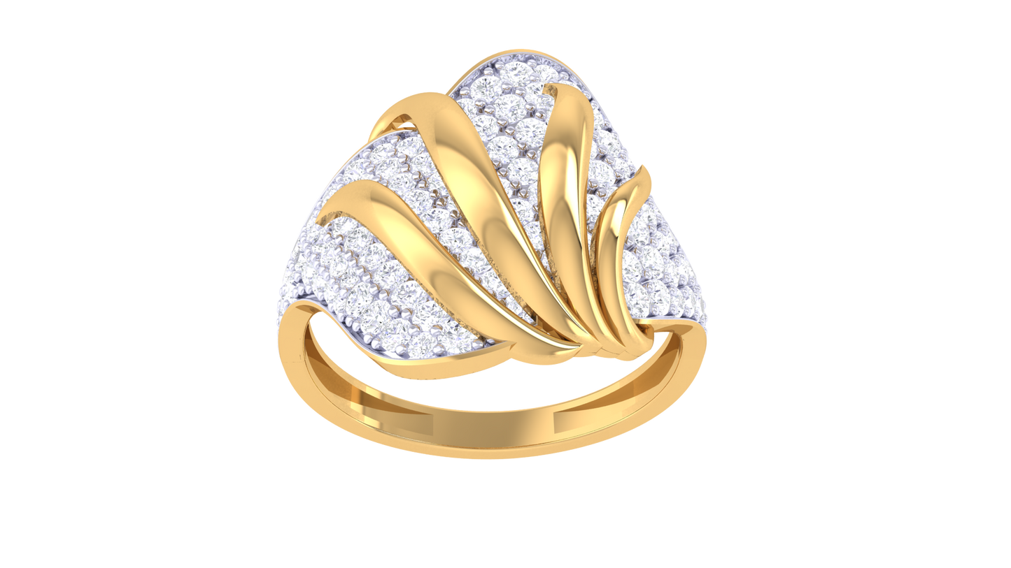 Eclat Radiant Flame Ring in Gold – 0.31 Ct Dazzling Round Cut Diamonds