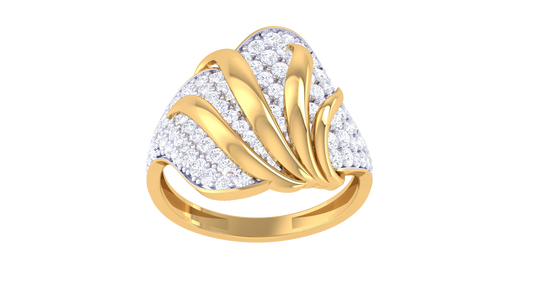 Eclat Radiant Flame Ring in Gold – 0.31 Ct Dazzling Round Cut Diamonds