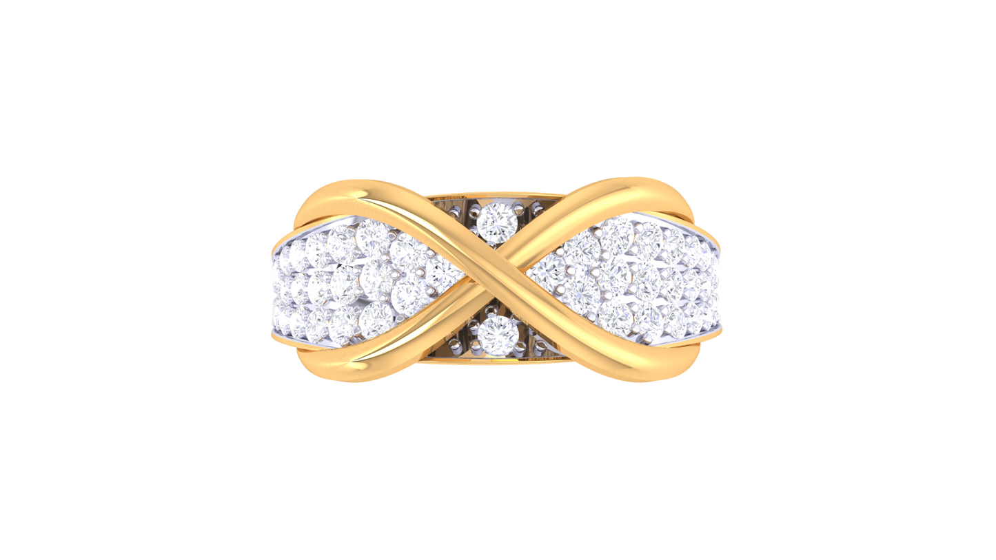 Lumiere Crisscross Band Rose Gold Ring With 0.56 Ct Brilliant Cut Diamonds – Interwoven Brilliance and Sculptural Grace