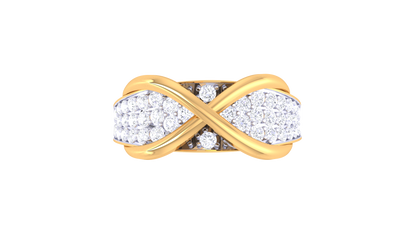 Lumiere Crisscross Band Rose Gold Ring With 0.56 Ct Brilliant Cut Diamonds – Interwoven Brilliance and Sculptural Grace