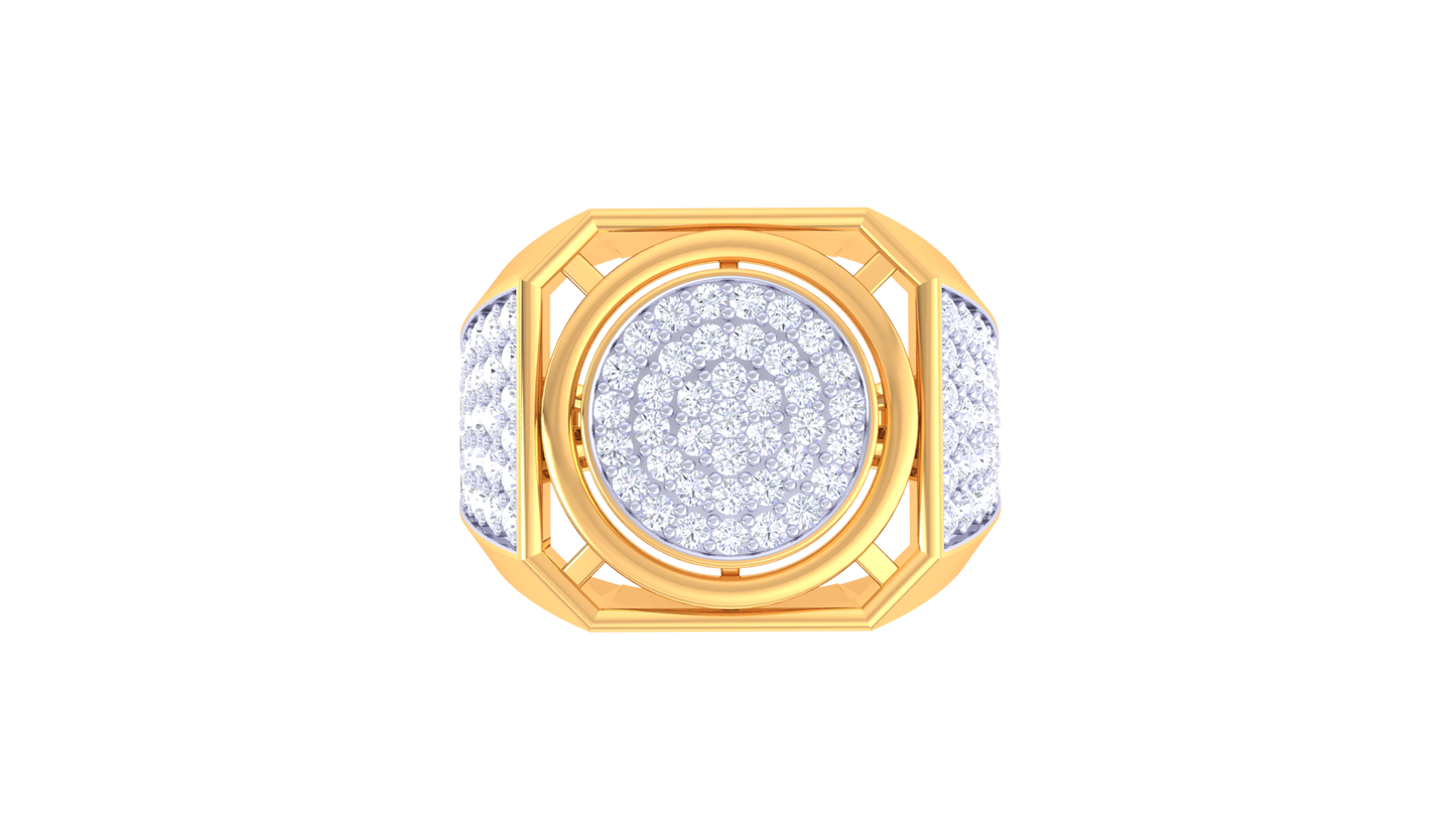 Éclat Géométrie Audacieuse – 1.06 Ct Round Diamond Gold Ring