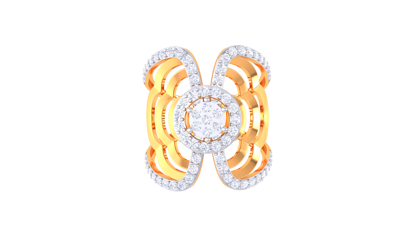 Éclat Papillon Radiance – 0.75Ct Dazzling Round  Diamond Gold Ring