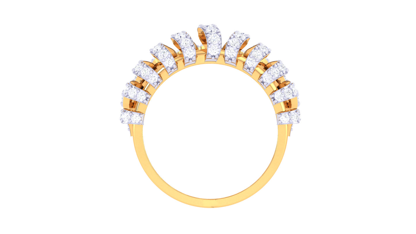 Lumiere Waves of Light Ring - 0.96 Ct Diamonds In Sculpted Gold