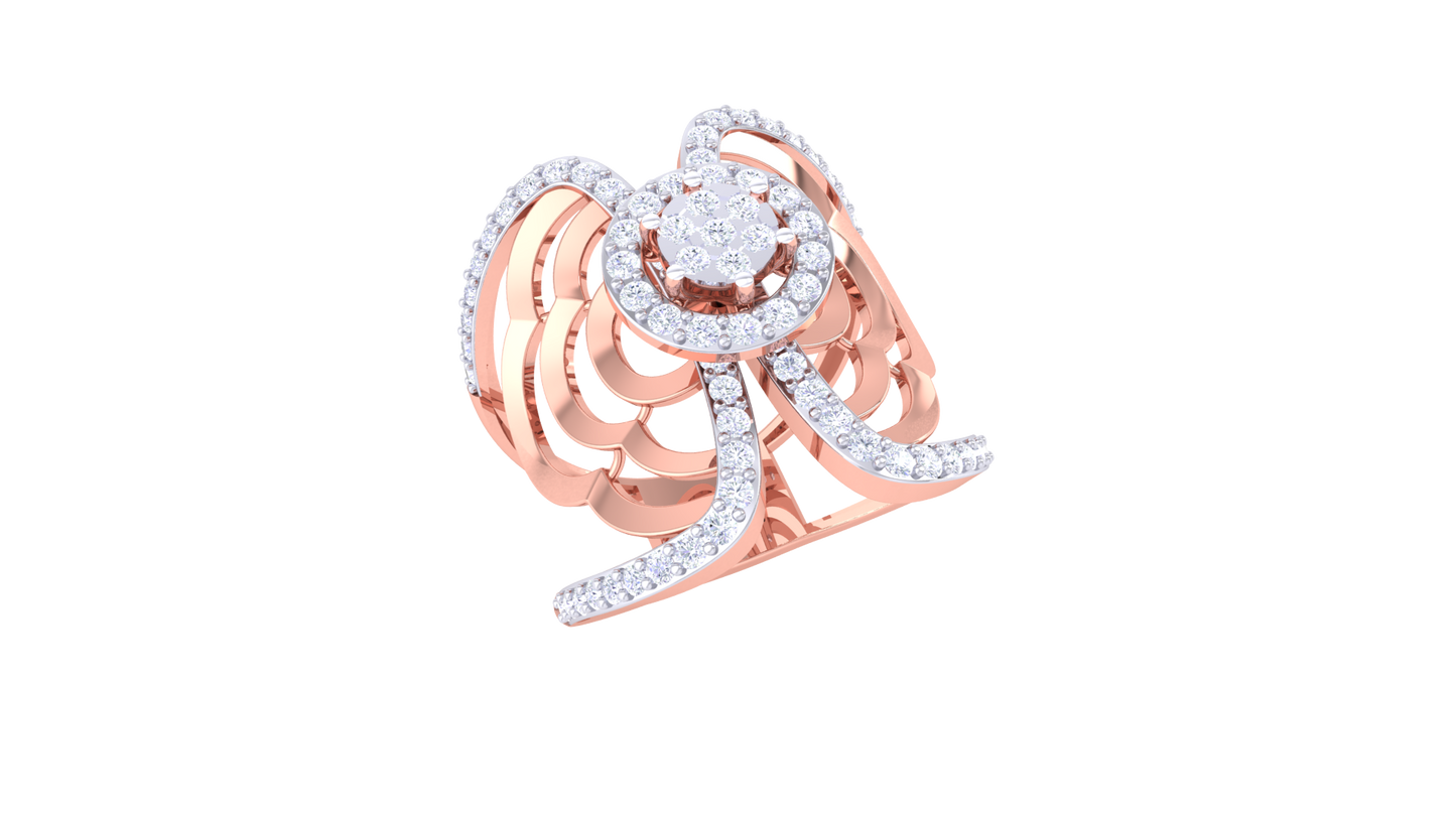 Éclat Papillon Radiance – 0.75Ct Dazzling Round  Diamond Gold Ring