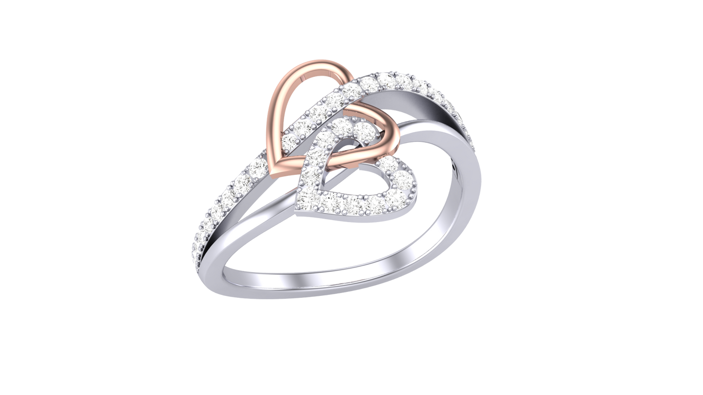 Lumiere Duo Heart Promise Ring - 0.24 Ct Round Brillient Cut Diamonds