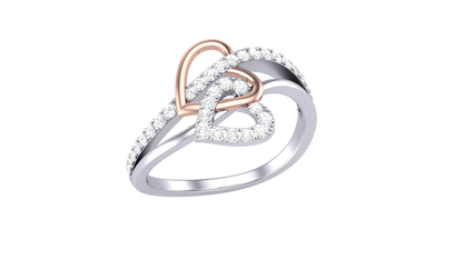 Lumiere Duo Heart Promise Ring - 0.24 Ct Round Brillient Cut Diamonds