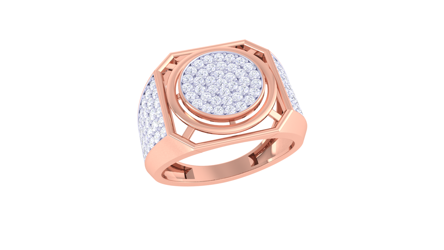 Éclat Géométrie Audacieuse – 1.06 Ct Round Diamond Gold Ring