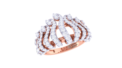 Lumiere Waves of Light Ring - 0.96 Ct Diamonds In Sculpted Gold