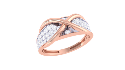 Lumiere Crisscross Band Rose Gold Ring With 0.56 Ct Brilliant Cut Diamonds – Interwoven Brilliance and Sculptural Grace