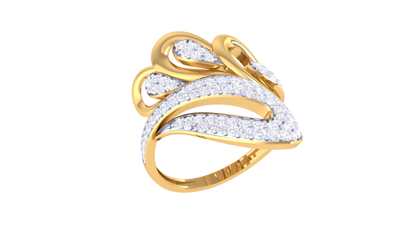 Lumiere Golden Cascade Ring – 0.55 Ct Diamonds