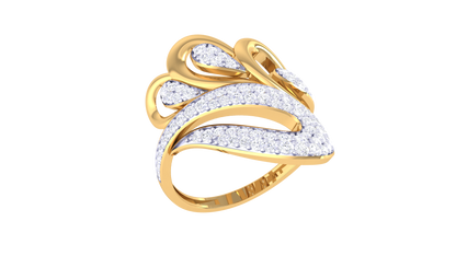 Lumiere Golden Cascade Ring – 0.55 Ct Diamonds