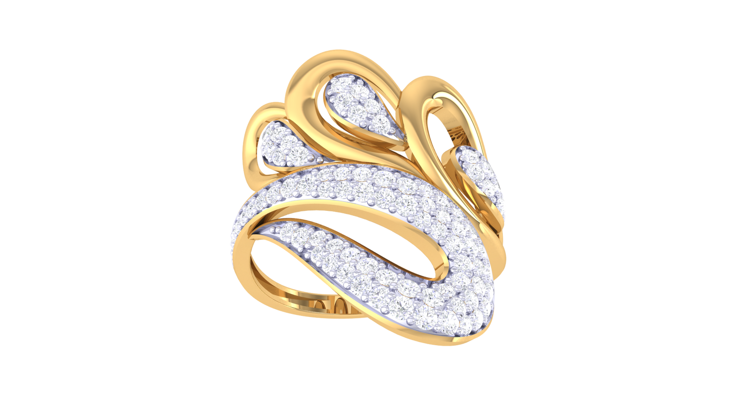 Lumiere Golden Cascade Ring – 0.55 Ct Diamonds