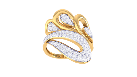 Lumiere Golden Cascade Ring – 0.55 Ct Diamonds