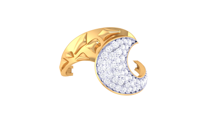 Eclat Wave and Leaf Golden Ring With 0.38 Ct Brilliant Cut Diamonds – Nature-Inspired Elegance and Textured Sparkle